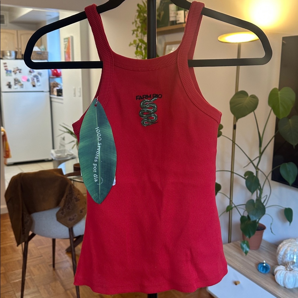 FARM Rio Vibrant Red Tank with Snake Detail